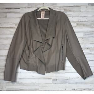 Philosophy Republic Faux Leather Drape Jacket Womens L Pewter Moto XXL